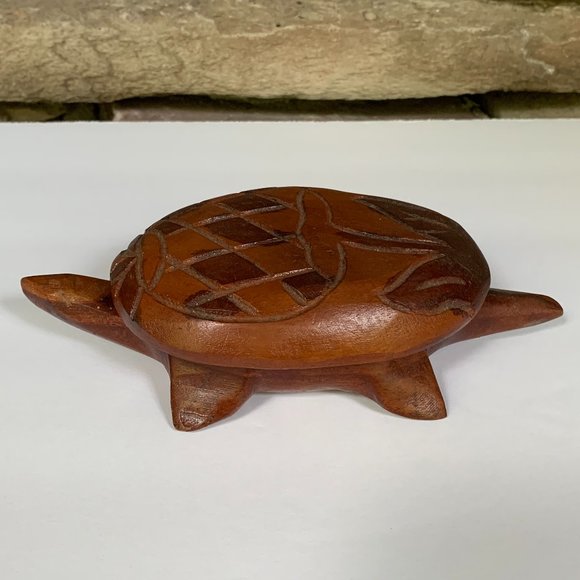 Monkey Pod Box Turtle Wood Trinket Carved Pineapple Hawaii Tiki Decor Jewelry - Picture 7 of 10